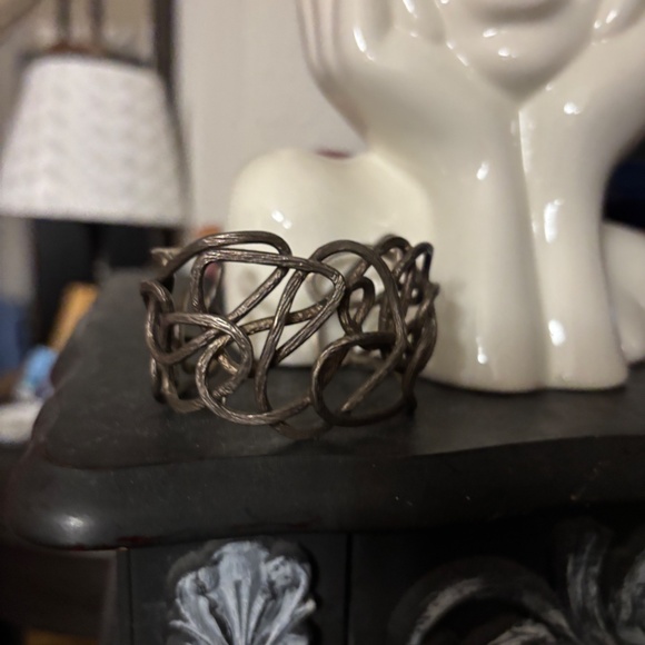 Vintage Silver Cuff Bracelet Retro abstract Glam - Picture 2 of 7